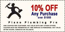 10% off any plano plumbers purchase over $1000
